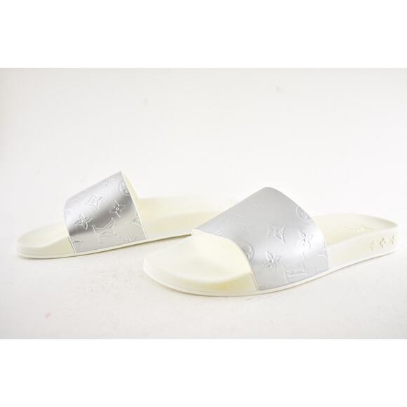 Louis Vuitton Waterfront Mule White Silver Monogram Slide Sandal UK 9 US 10 11 - Picture 13 of 16
